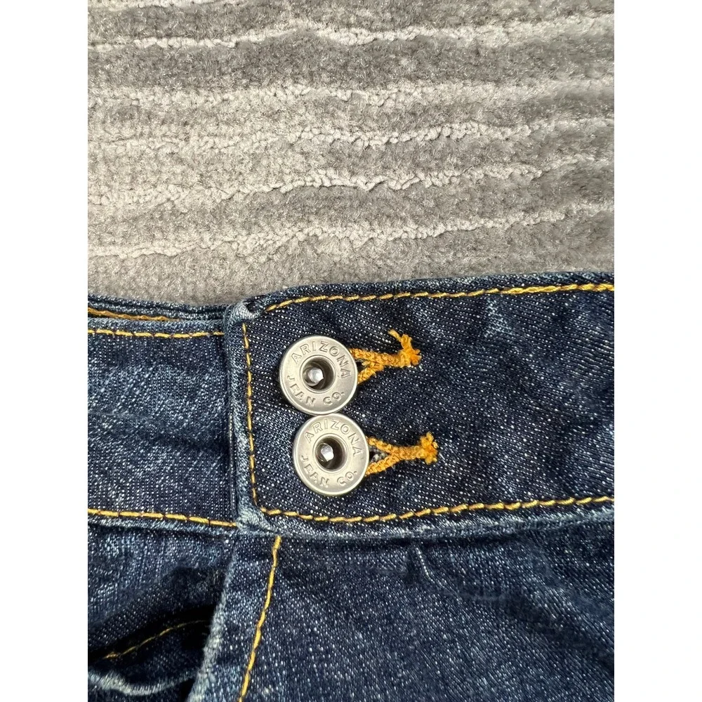 Arizona Jean Co Shorts Women 11 Blue Bermuda Denim Stretch Dark Wash‎ Dbl Button